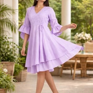 Elegant Lilac V-Neck Party Dress