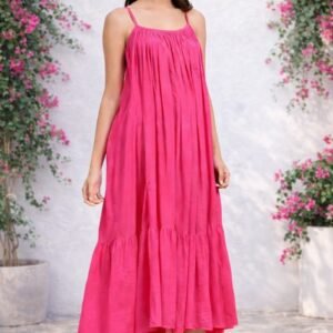 Women’s Elegant Pink Flowy Maxi Dress