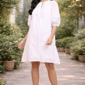 Women’s Elegant White Embroidered A-Line Dress