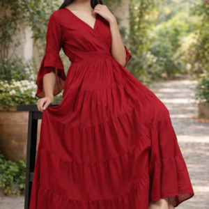 Saanjh Crimson Grace Tiered Dress